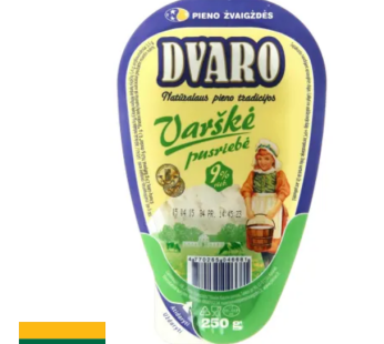 Pusriebė DVARO varškė, 9 % rieb., 250 g