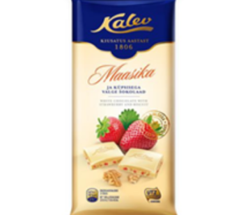 Baltas šokoladas su braškėsmis, KALEV, 100g